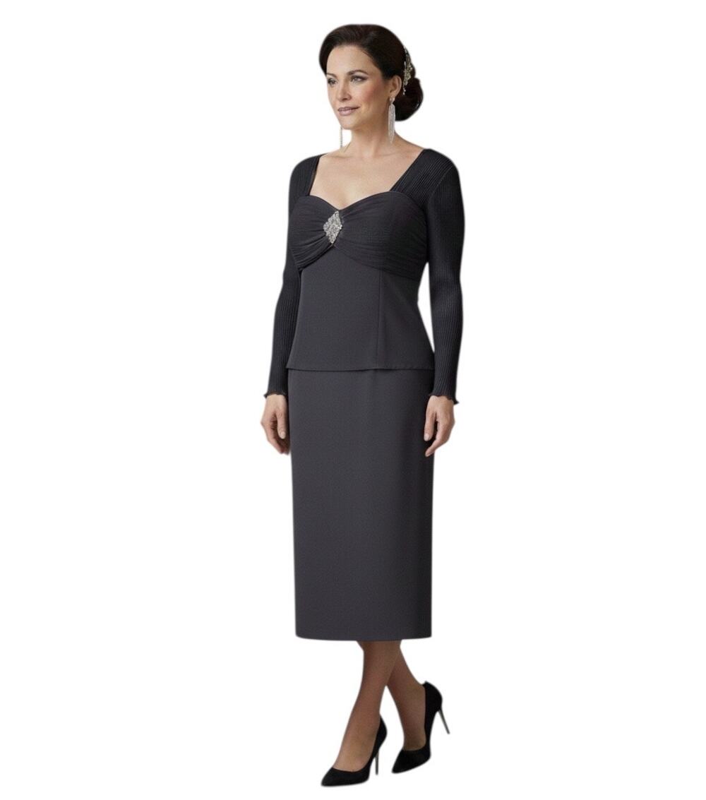 Cameron Blake by Mon Cheri Special Occasion Blue 3/4 Sleeve Midi Dress Size 12